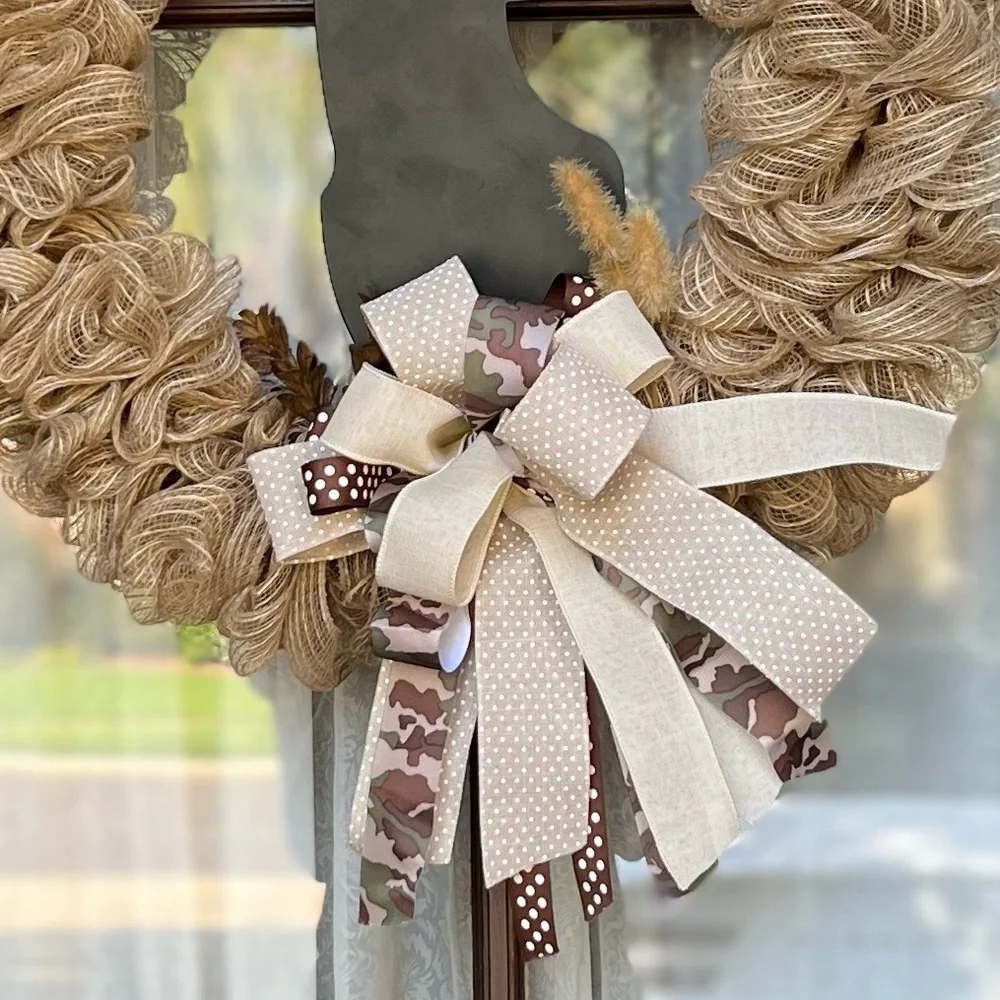NWOT Custom Polypro Deco Mesh Rustic Deer Wreath